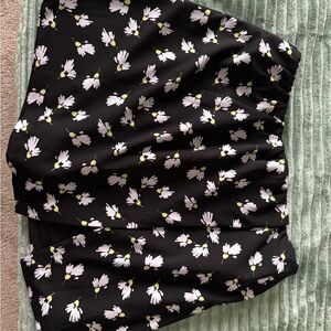 Cato Black A-Line Skirt (Skort) with White Floral Design